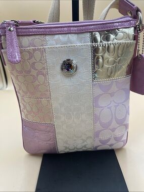 Coach Patchwork Crossbody Bag in Lilac and Silver